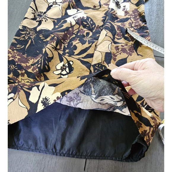 Brown Floral Shift Linen Blend Dress Size 4 Signature By Robbie Bee Tropical - Picture 7 of 9